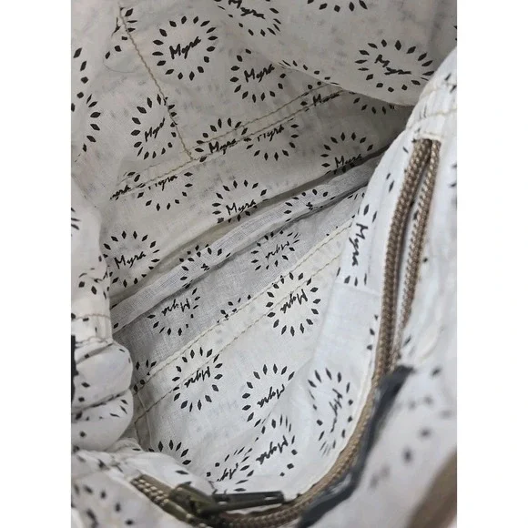 Myra Bag Cotton Carve/Leather Womens Adjustable Strap Crossbody Bag EUC